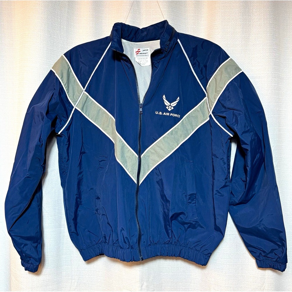 USAF Military Physical Training Jacket M R Blue Reflective Gorpcore Windbreaker